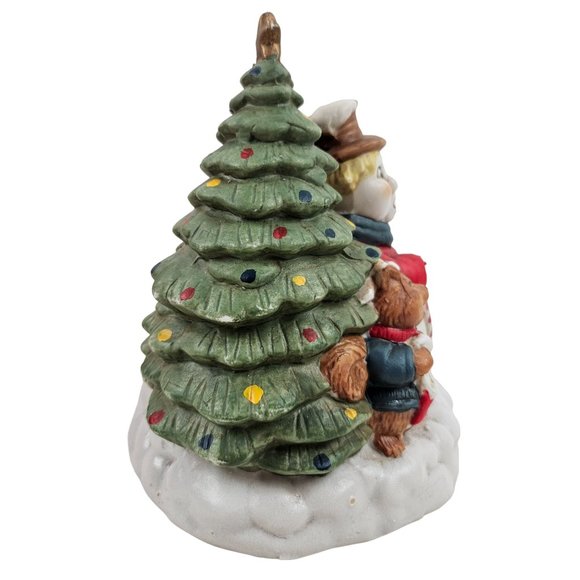 Vintage Share The Joy Christmas Holiday Tree Musical Carolers Wind Up Porcelain - Picture 7 of 10